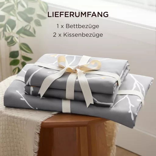 Bedsure Ljetni Set Posteljine 200x200 cm Prekrivač Jastučnica Siva Navlaka za Krevet