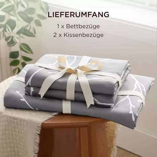 Bedsure Ljetni Set Posteljine 200x200 cm Prekrivač Jastučnica Siva Navlaka za Krevet