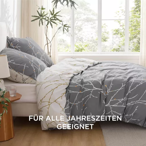 Bedsure Ljetni Set Posteljine 200x200 cm Prekrivač Jastučnica Siva Navlaka za Krevet