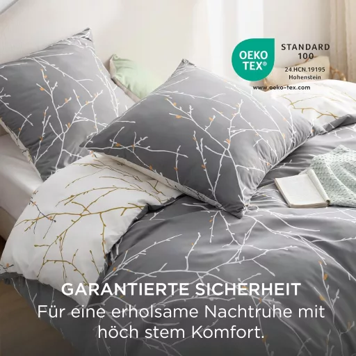 Bedsure Mikroszálas Ágyneműhuzat 135x200 cm Szürke Ágytakaró Párnahuzattal Egyszemélyes Ágyhoz