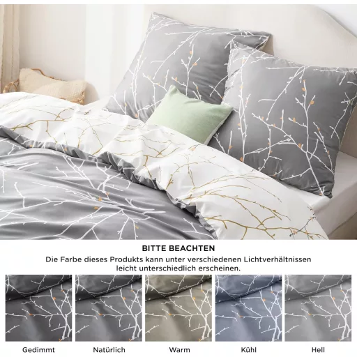 Bedsure obliečky z mikrovlákna 135x200 cm, sivá prikrývka s obliečkou na vankúš na jednolôžkovú posteľ