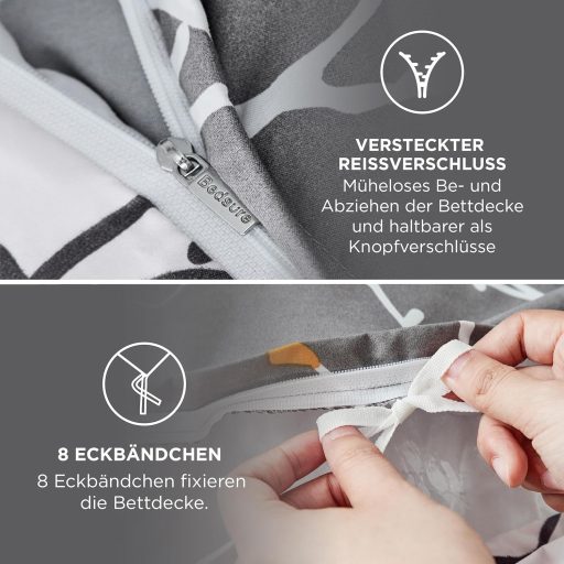 Bedsure Mikroszálas Ágyneműhuzat 135x200 cm Szürke Ágytakaró Párnahuzattal Egyszemélyes Ágyhoz