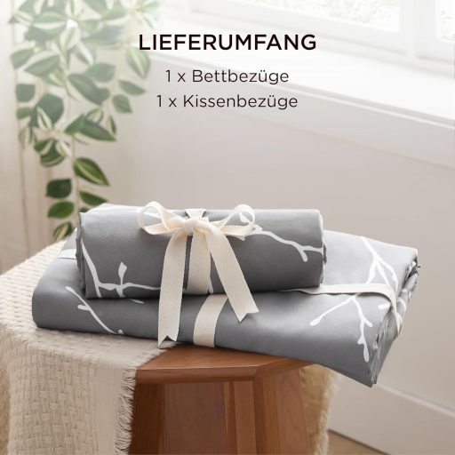 Bedsure Mikroszálas Ágyneműhuzat 135x200 cm Szürke Ágytakaró Párnahuzattal Egyszemélyes Ágyhoz