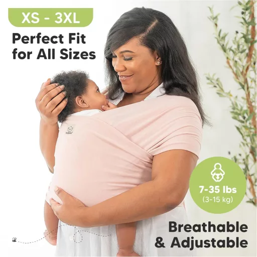KeaBabies Sling Multifuncțional - Wrap Elastic pentru Bebelusi și Copii Mici, Purtare Fără Mâini, Gri Mistic