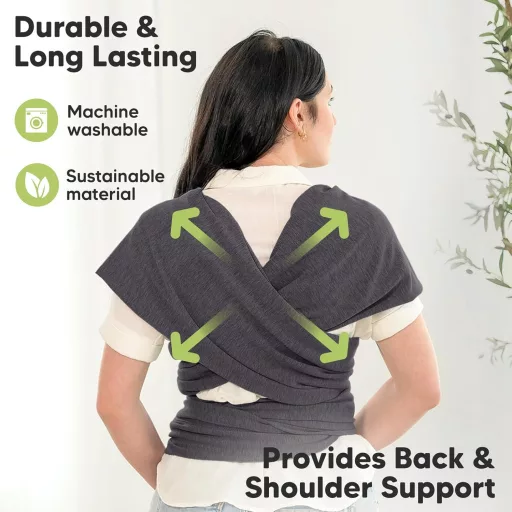 KeaBabies Sling Multifuncțional - Wrap Elastic pentru Bebelusi și Copii Mici, Purtare Fără Mâini, Gri Mistic