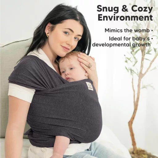 KeaBabies Multifunkciós Babahordozó Kendő - Nyújtható Babakendő Csecsemőknek és Kisgyermekeknek, Kéz Nélküli Hordozás, Misztikus Szürke