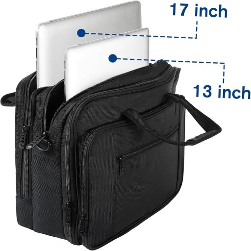 Mancro Üzleti Laptop Táska 17" - Vízálló, Bővíthető Válltáska Férfiaknak és Nőknek - Multifunkciós Notebook Táska Sok Zsebbel - Fekete