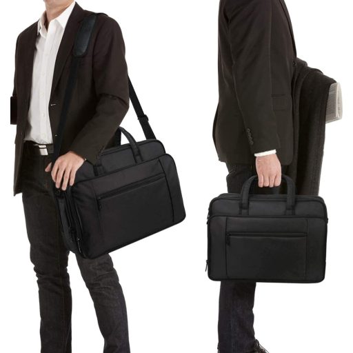 Mancro Üzleti Laptop Táska 17" - Vízálló, Bővíthető Válltáska Férfiaknak és Nőknek - Multifunkciós Notebook Táska Sok Zsebbel - Fekete