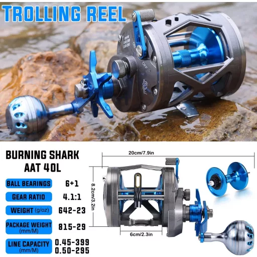 Burning Shark Orsó Szintezővel Hajó Horgászat Tengeri Halak Basszus Sügér Lazac - AAT40L Left Handed