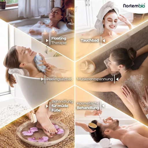 Nortembio Epsom Fürdősó 800g - 100% Tiszta Magnéziumforrás C és E Vitaminnal - Száraz és Érett Bőrre - Természetes Fürdőápolás