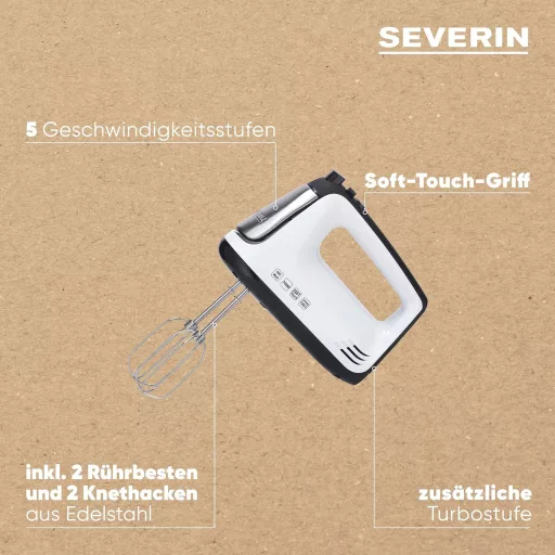 SEVERIN kézi mixer 400W rozsdamentes acél fehér HM 3830