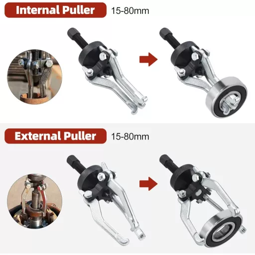 Extractor rulmenți FreeTec cu ciocan glisant, 15-80mm, pentru rulmenți interni și externi.