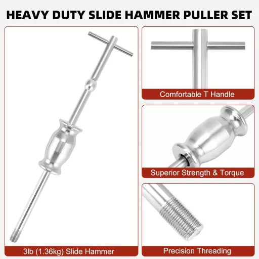 Extractor rulmenți FreeTec cu ciocan glisant, 15-80mm, pentru rulmenți interni și externi.