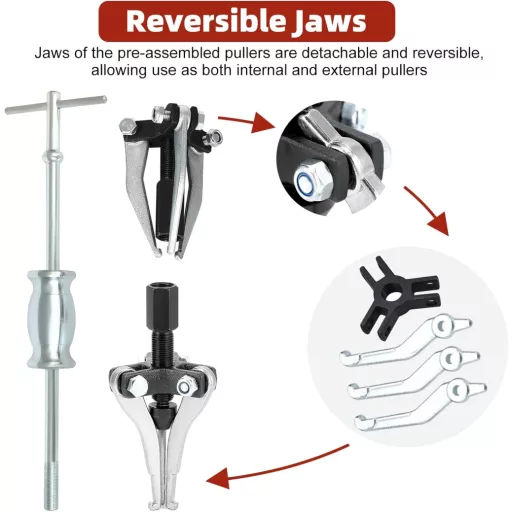 Extractor rulmenți FreeTec cu ciocan glisant, 15-80mm, pentru rulmenți interni și externi.