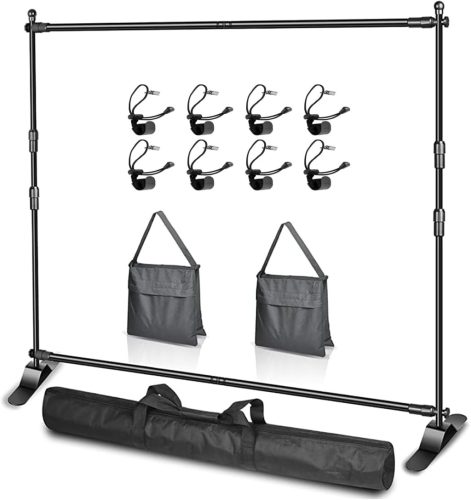 Suport fundal foto EMART 300x240 cm - Cadru reglabil din aluminiu pentru studio foto, set portabil cu saci de nisip și geantă