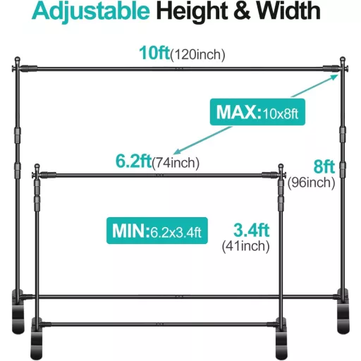 EMART Stojan na fotopozadie 300x240 cm - Nastaviteľný hliníkový rám pre štúdiové fotografovanie, prenosná súprava s vreckami na piesok a taškou