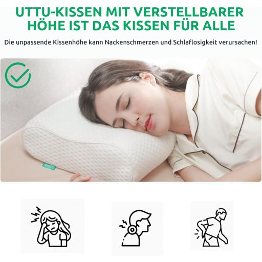 UTTU Memory Foam Ergonomikus Nyakpárna Memóriahabos Sandwich Kivitel 60x36cm