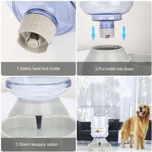 Automatický dávkovač jedla a vody pre mačky a psy Old Tjikko, 3,8 l, miska na kŕmenie a pitie pre domáce zvieratá bez BPA, sivý