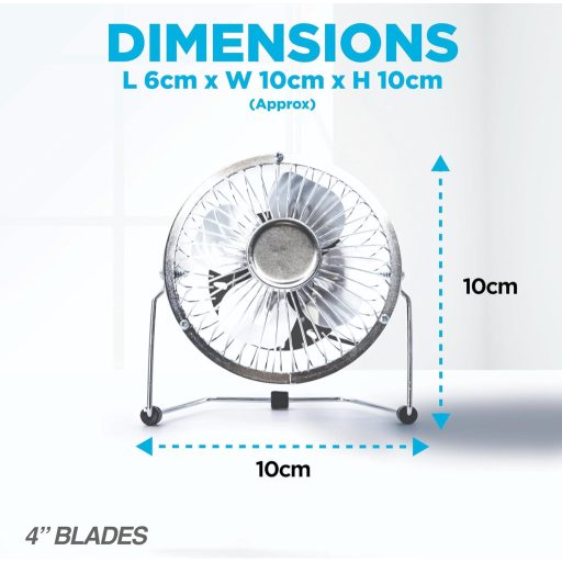 Status Hordozható Fém USB Mini Ventilátor Króm Színben