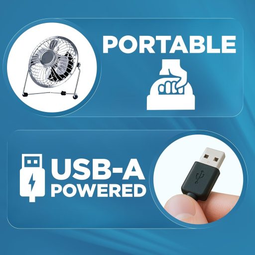 Status Hordozható Fém USB Mini Ventilátor Króm Színben