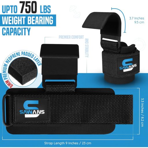 SAWANS Neoprén Súlyemelő Horog Pár 8mm Gumibevonattal Edzéshez