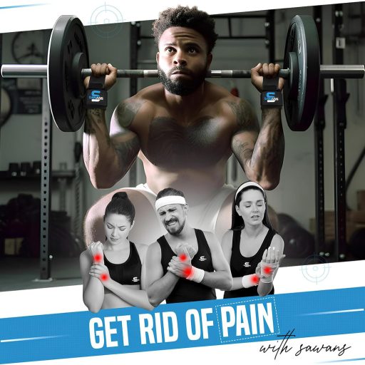 Pereche de cârlige pentru haltere din neopren SAWANS cu înveliș din cauciuc de 8 mm pentru antrenament