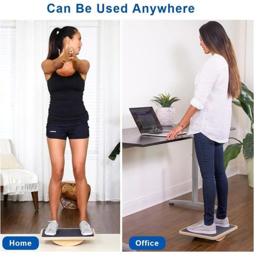 StrongTek Fa Egyensúlyozó Deszka, Állóasztal Kiegészítő, Csúszásmentes Roller