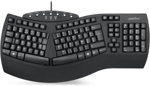 Perixx PERIBOARD-512 Nagy Méretű Ergonomikus Vezetékes USB Billentyűzet Windows Rendszerhez - Fekete, AZERTY, 7 Multimédia Gombbal