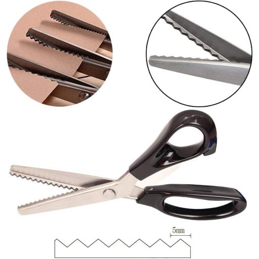 seaNpem Profi Kontúr Olló Hullámos Fogakkal Rozsdamentes Acél 23cm Kézműves Varráshoz