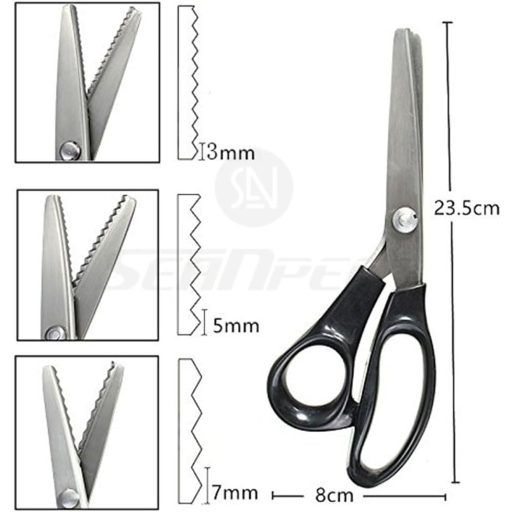 seaNpem Profi Kontúr Olló Hullámos Fogakkal Rozsdamentes Acél 23cm Kézműves Varráshoz