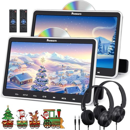 Set de DVD player auto NAVISKAUTO 10.1" - 2 monitoare de tetieră, intrare HDMI, 2 căști, funcție de memorie, cititor carduri USB/SD