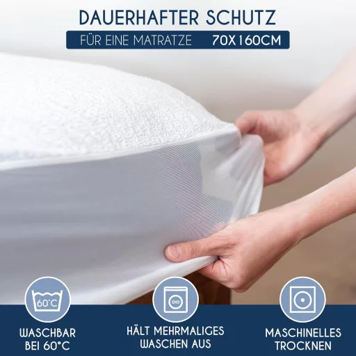 Dreamzie Vízhatlan Matracvédő 70x160 cm - Légáteresztő, Antiallergén, Poratka Elleni Védelem, Gyerekeknek, Oeko-Tex Tanúsított, EU Gyártás