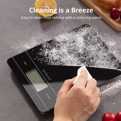 Cântar de bucătărie digital NUTRI FIT, de înaltă precizie, cu spatulă pentru aluat