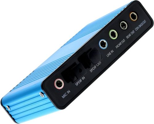 LEAGY 6 csatornás külső USB hangkártya, 5.1 surround, kék
