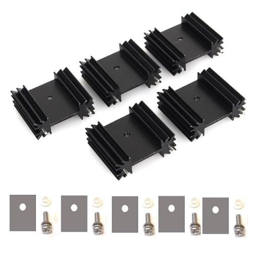 Easycargo radiator negru anodizat din aluminiu TO-220 pentru MOSFET, set de 5 bucăți