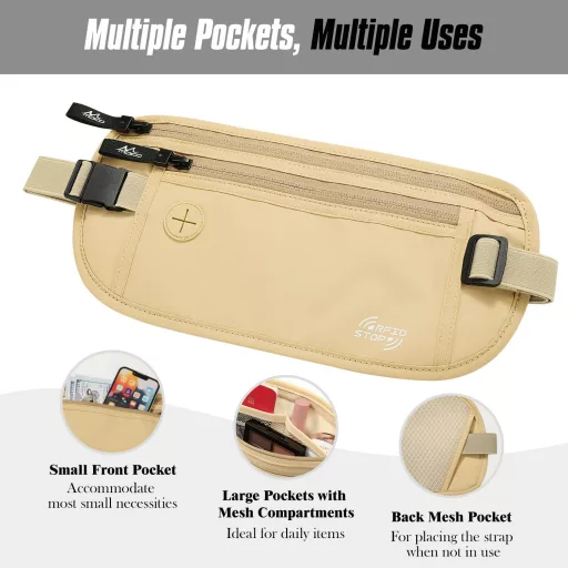 MoKo RFID Blokkoló Utazási Pénztárca Rejtett Övtáska Férfiaknak és Nőknek