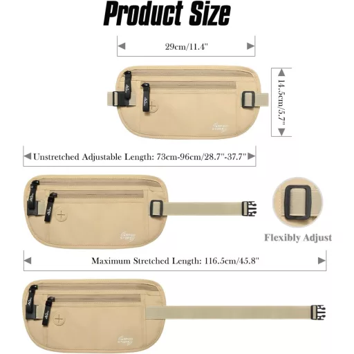 MoKo RFID Blokkoló Utazási Pénztárca Rejtett Övtáska Férfiaknak és Nőknek