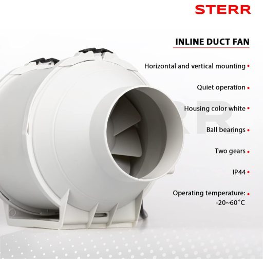Ventilator axial STERR IDM alb, 100mm - 26W, ventilator de conductă cu fir pentru baie și bucătărie - 230V