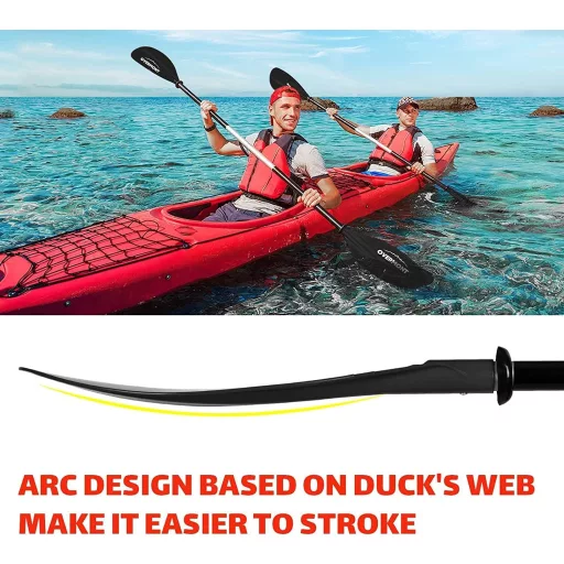 OVERMONT Kajak Veslo Aluminijsko Dvostrano Podesiva Lopatice Crno