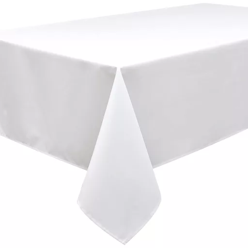Home Direct Obrus s lotosovým efektom - Biely obdĺžnikový textilný obrus 140x200 cm - Odolný voči škvrnám, ľahko čistiteľný polyester