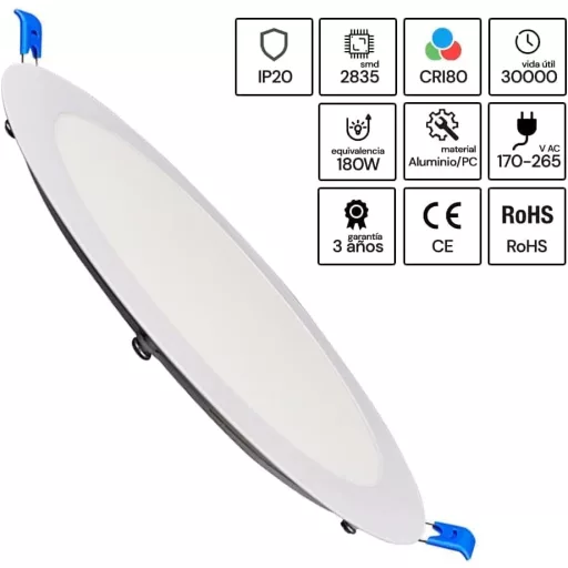 LED Ugradbena Svjetiljka 20W Okrugla 225mm Aluminijska Ploča 2000 Lumena