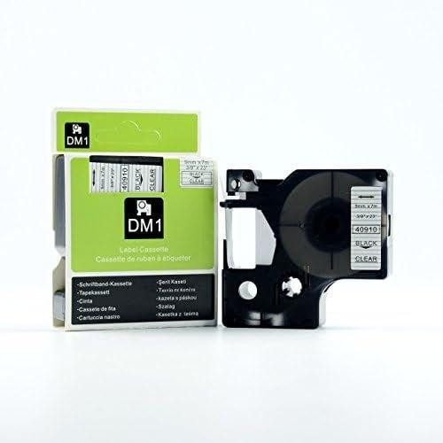 KINBOO - DYMO D1 40910 Kompatibilis Fekete-Átlátszó Szalagcímke 9mm 7m - DYMO S0720670/40910