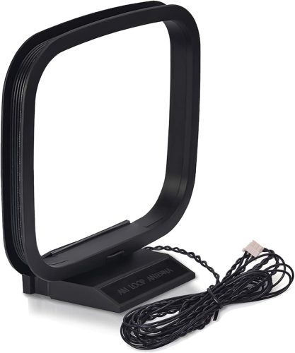 Antenă buclă AM FM Bingfu cu conector cu 3 pini - Compatibilă cu receptoarele stereo AV Sharp - Antenă radio de 75 Ohm cu rază de acțiune de 1,3 metri.