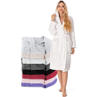   Twinzen Női Fürdőköpeny 100% Pamut Oeko-Tex Kapucnis Zsebekkel