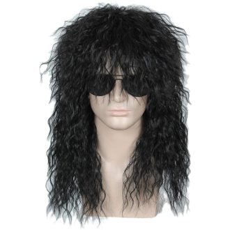 Linfairy duga afro perika uniseks kostim cosplay disco crna