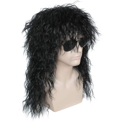 Linfairy duga afro perika uniseks kostim cosplay disco crna