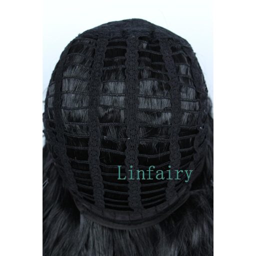 Linfairy duga afro perika uniseks kostim cosplay disco crna
