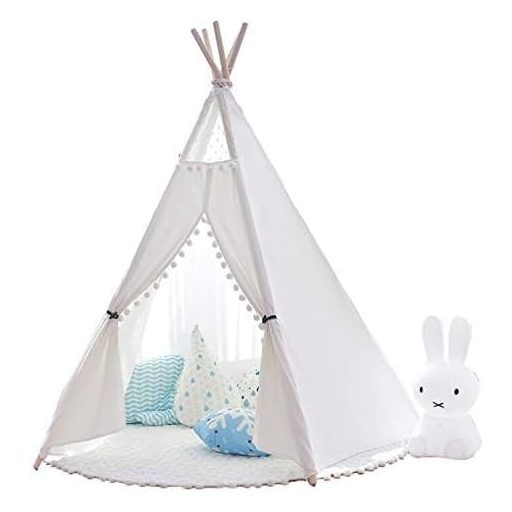 Little Dove detský indiánsky stan z prírodného bavlneného plátna s podložkou na hranie