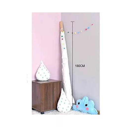 Cort Little Dove pentru copii, tip teepee, din pânză naturală de bumbac, cu covoraș.