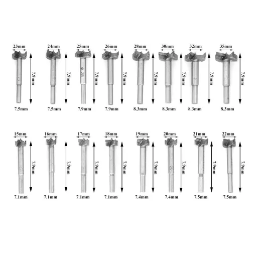 Set de 16 burghie Forstner ValueHall 15-35mm pentru prelucrarea lemnului